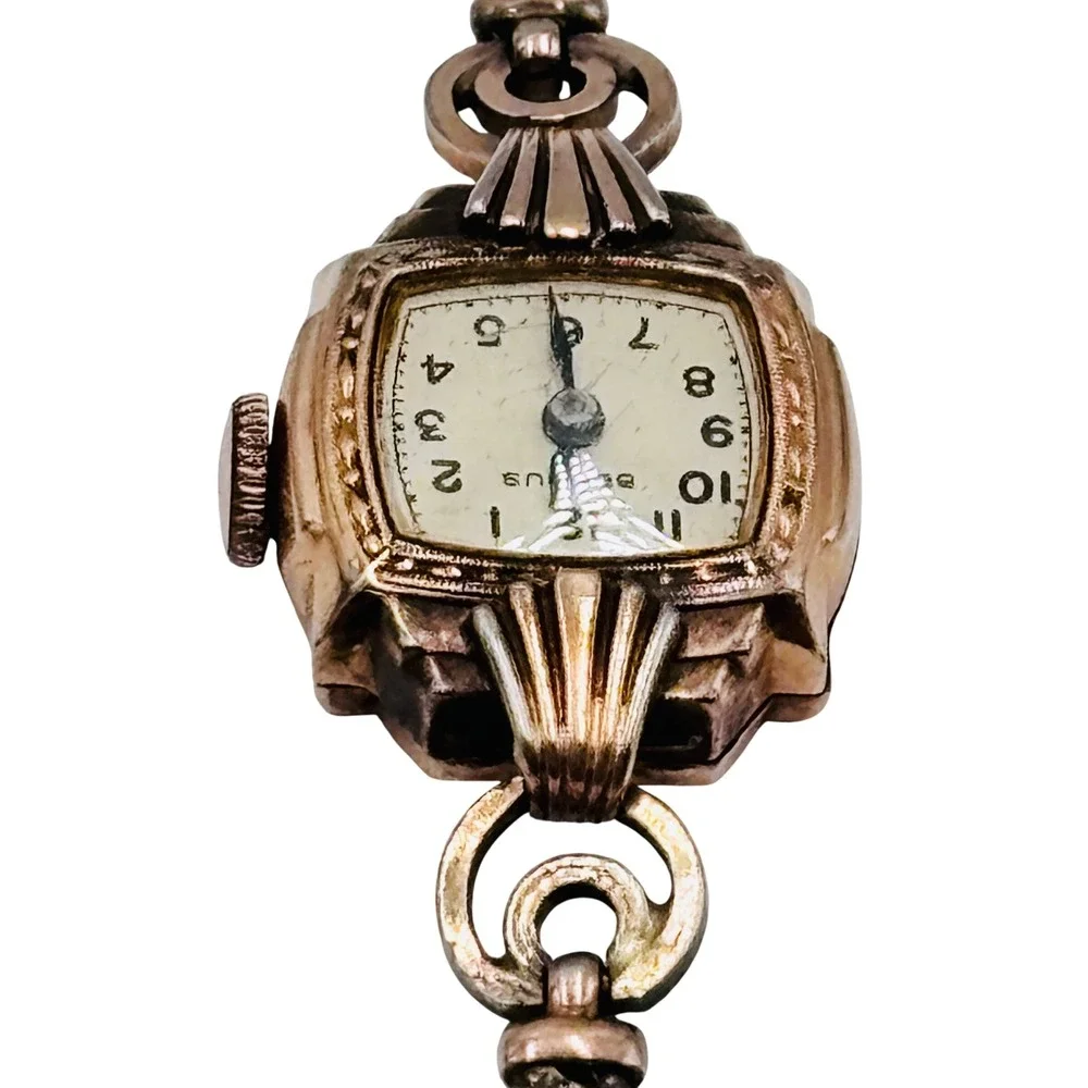 AS IS Vintage Benrus 10K Gold Filled Art Deco Cocktail Watch Square Dial 466453